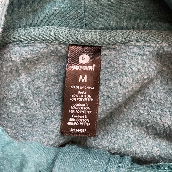 90 Degree By Reflex | NWT Deep Teal 3/4 Zip Pullover Hoodie Sweater - Picture 6 of 8